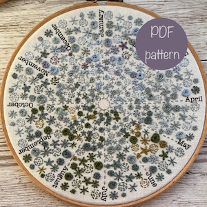 PDF Flower a Day Embroidery Design, Instant Download Temperature Embroidery Project, Mood tracker Embroidery Journal