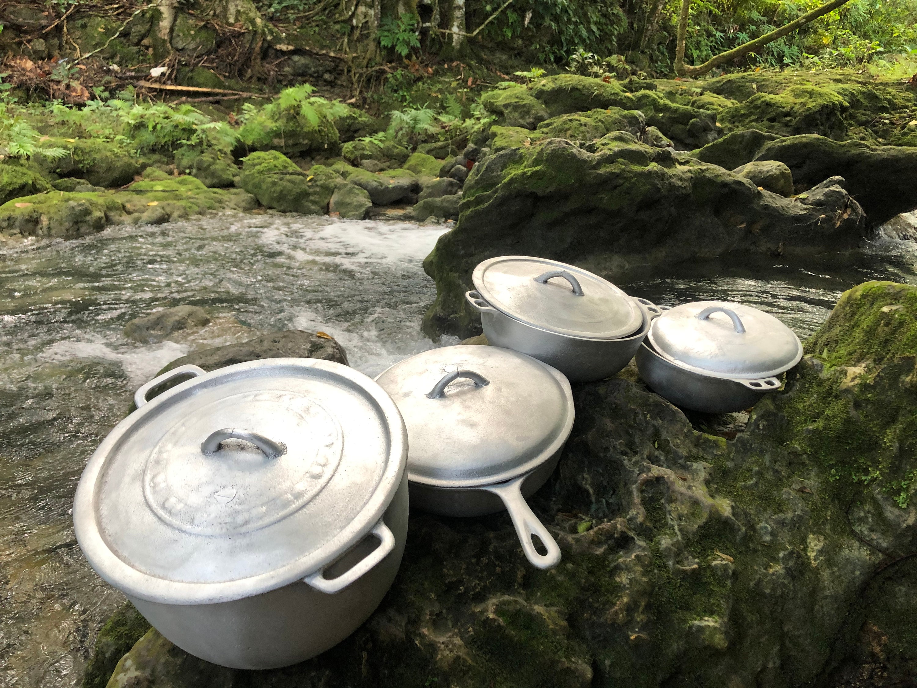 Jamaican Dutch Pot 4 Piece Set Cast Iron Dutch Pot Dutchie or Dutchy Made  in Jamaica and Free Shipping 