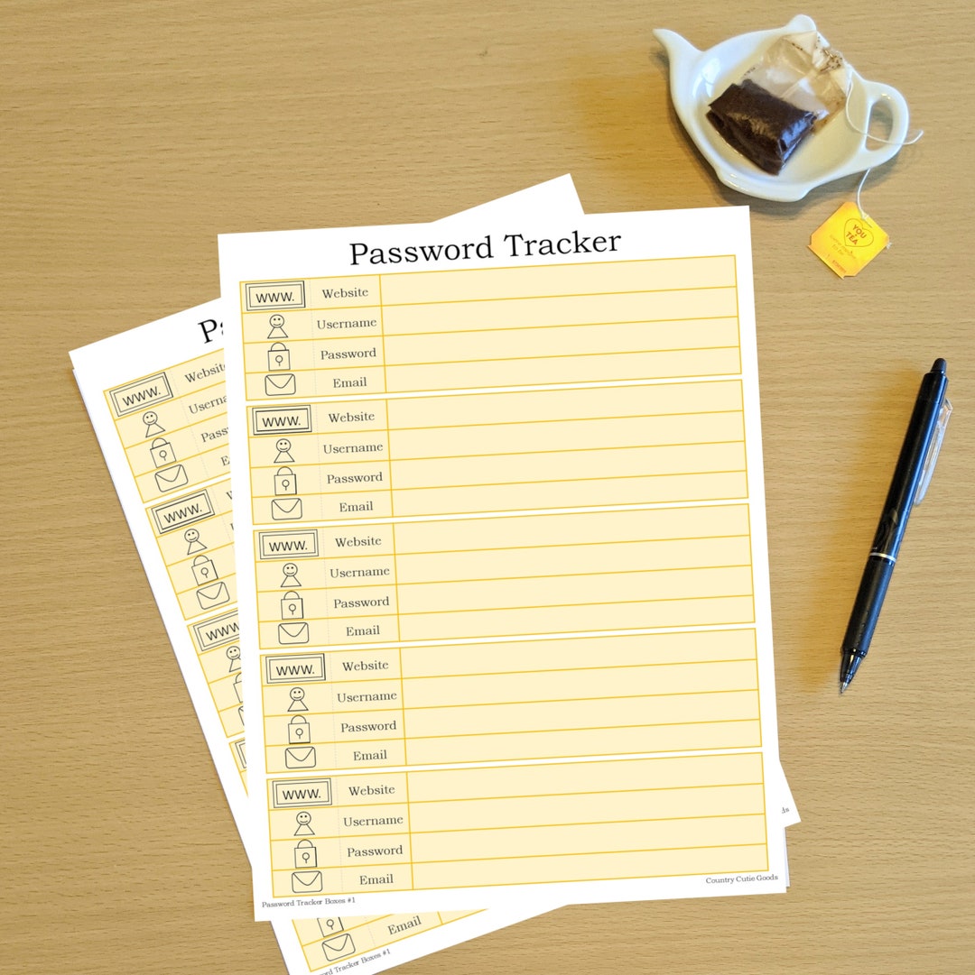 Password Tracker Boxes #1 - Printable/digital Download - Etsy