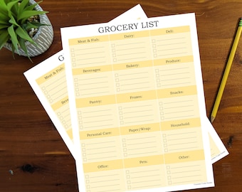Weekly Grocery List #1 - Printable/Digital Download