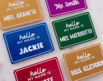 Personalized Name Magnet for Teacher | Hello My Name Is Tag | Custom Teacher Appreciation Gift | Back to School Classroom Gift