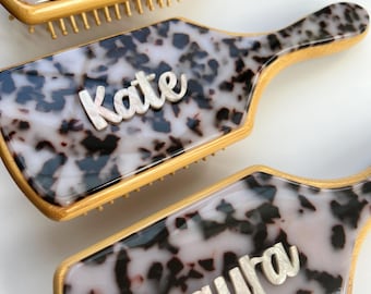 Luxe Personalized Hair Brush | Custom Bougie Bamboo Brush | Bridesmaid Box Gift | College Dorm Gift