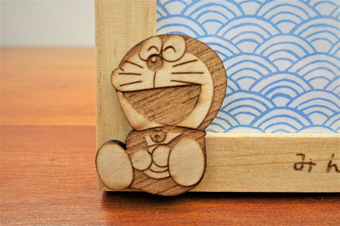 Doraemon photo frame in customizable solid wood Etsy