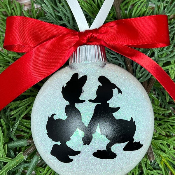 Donald and Daisy Couple’s Ornament, Christmas wedding gift, Ornament exchange gift; Christmas gift for couples,  Tree Decoration