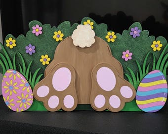 Bunny Butt Easter Decor | Hand Painted Wooden Shelf Sitter or DIY Kit