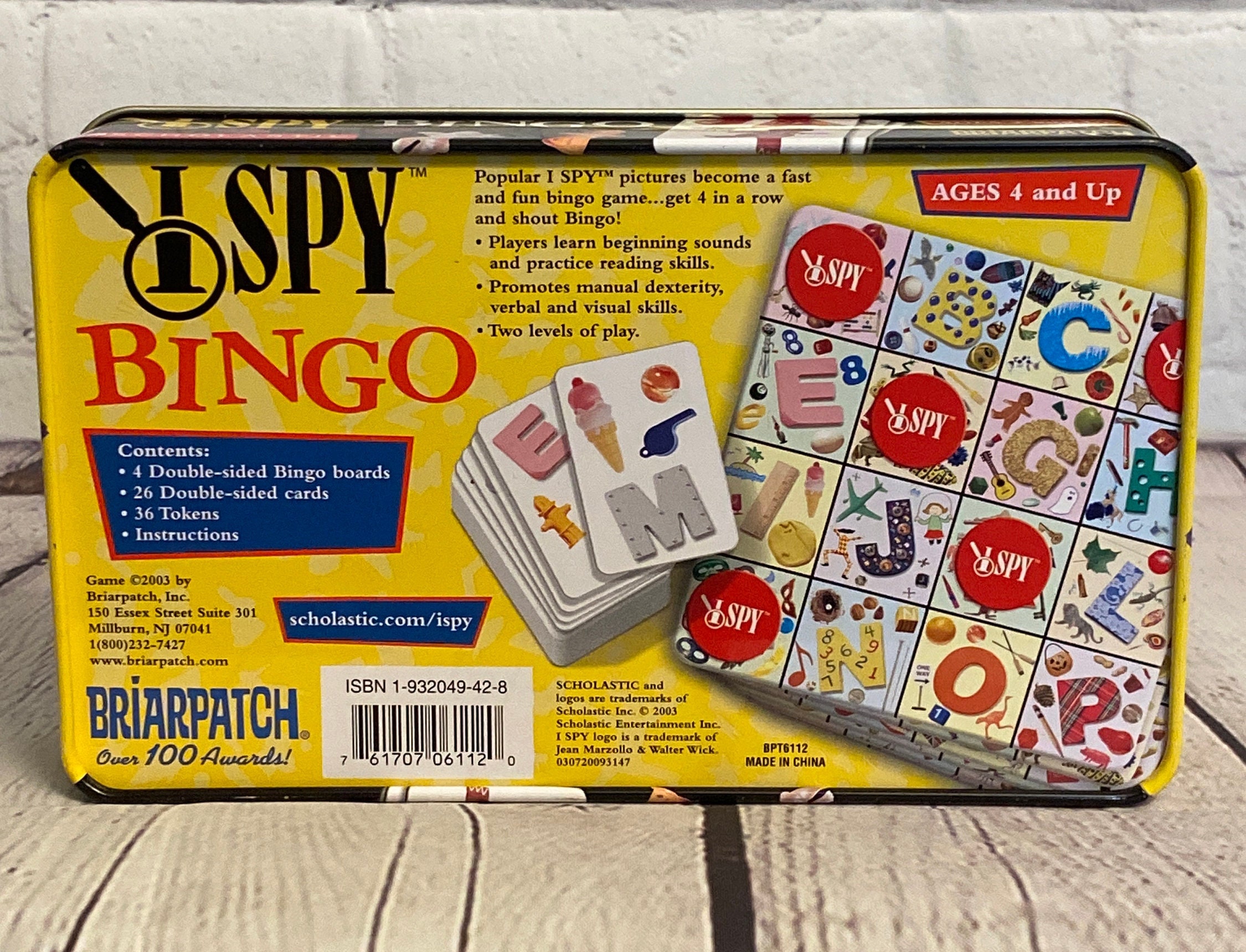 I Spy Bingo Game by Briarpatch 2003 in Tin Container for Ages 4 and up