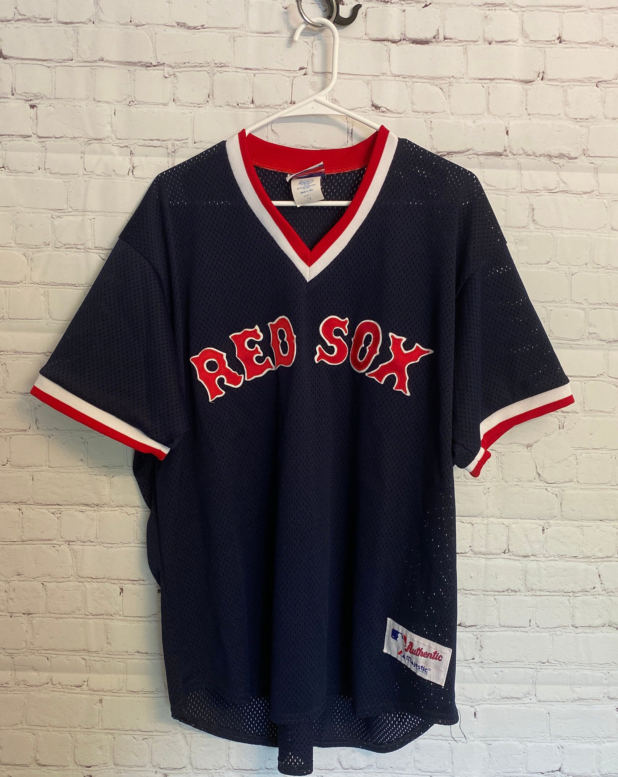 Majestic, Shirts, Nwt Boston Red Sox Red Gray Mens Mockneck Warmup Long  Sleeve Shirt Medium New