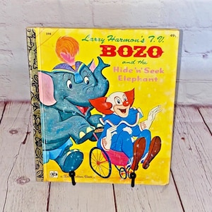 Larry Harmon&#39;s T.V. &quot;Bozo and the Hide &#39;n&#39; Seek Elephant&quot; Hardcover Book by Golden Press 1976 | See All Photos & Read Description!