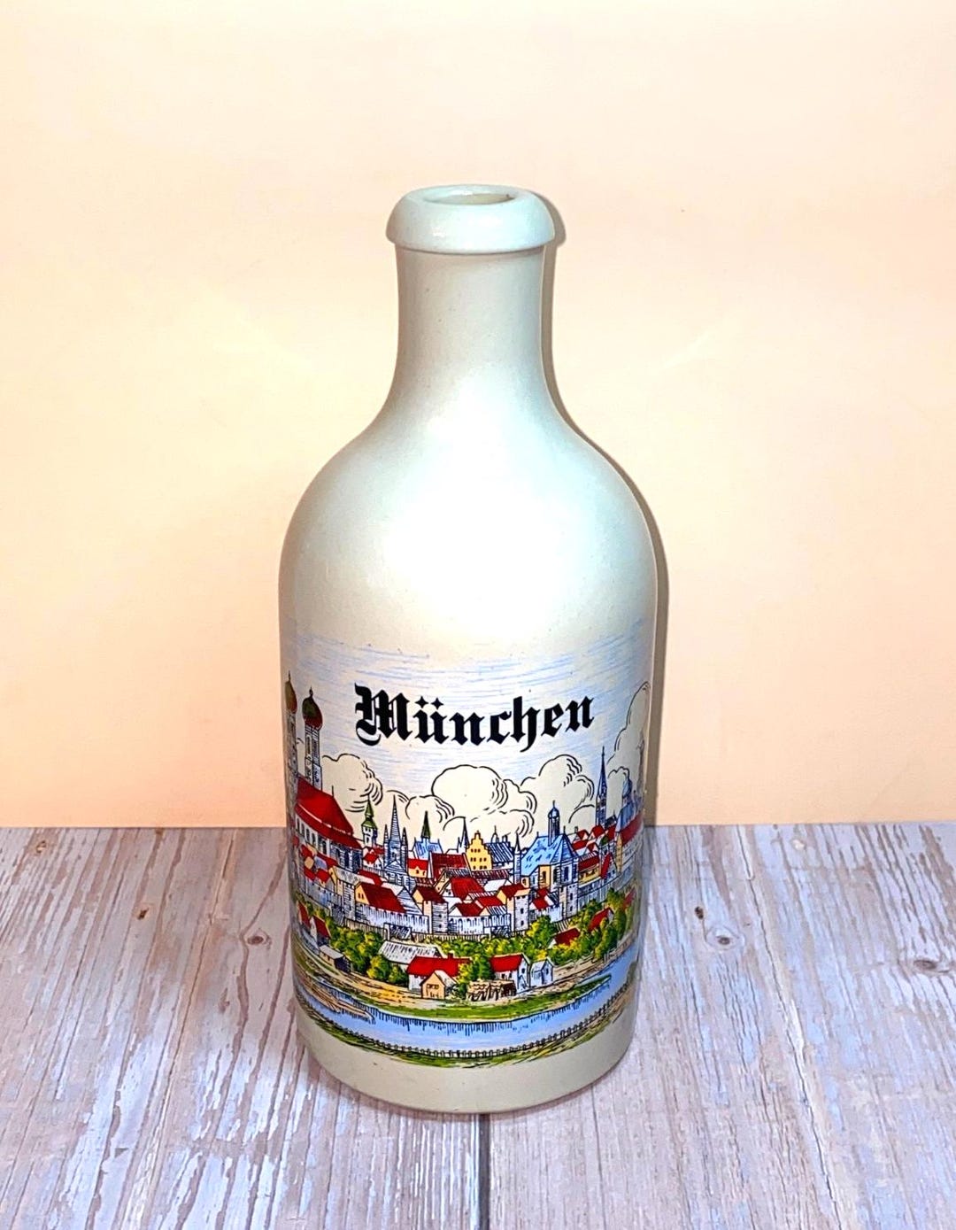 German Brandy Ceramic Bottle Hoermann Munchen - Empty Vintage
