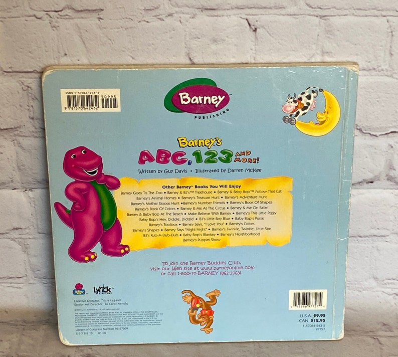 Barney's ABC 123 and More Written by Guy Davis 1998 - Etsy