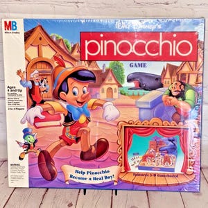 Sealed Walt Disney&#39;s Pinocchio 3-D Board Game &quot;Help Pinocchio Become A Real Boy!&quot; by Milton Bradley 1990s - Brand New!! 2 to 4 Players