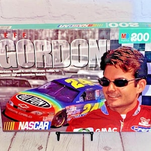 Vintage Nascar Jeff Gordon Racing 200 Piece Puzzle by Milton Bradley 1998 | Ages 7 and Up | Measures 12-1/8&quot; x 16&quot; | Complete Puzzle!