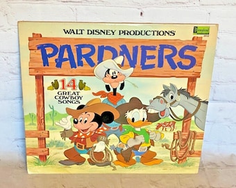 Álbum de vinilo "Pardners" de Walt Disney Productions con 14 grandes canciones de vaqueros de Disneyland Records 1980 / ¡Vea todas las fotos y lea, por favor!