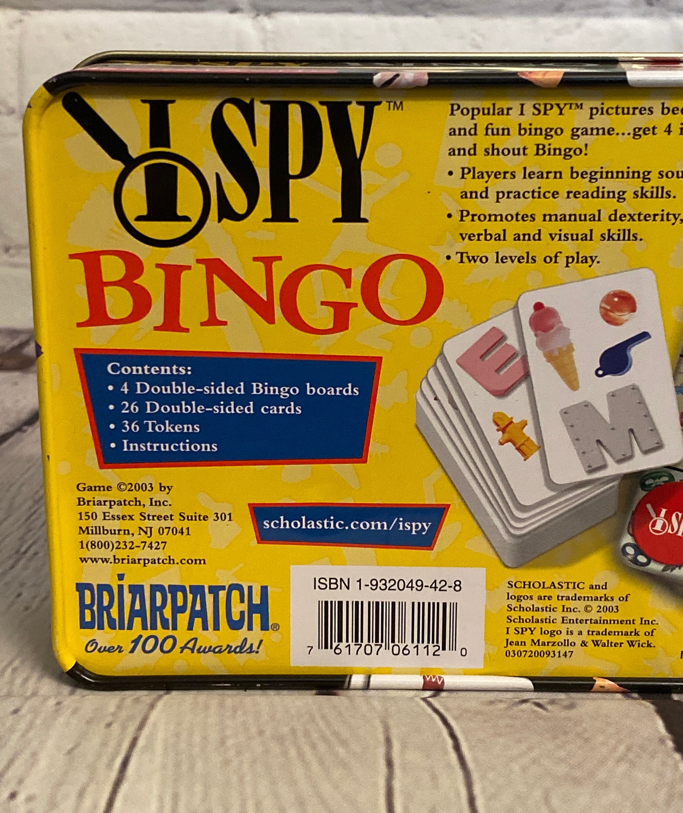 I Spy Bingo Game by Briarpatch 2003 in Tin Container for Ages 4 and up