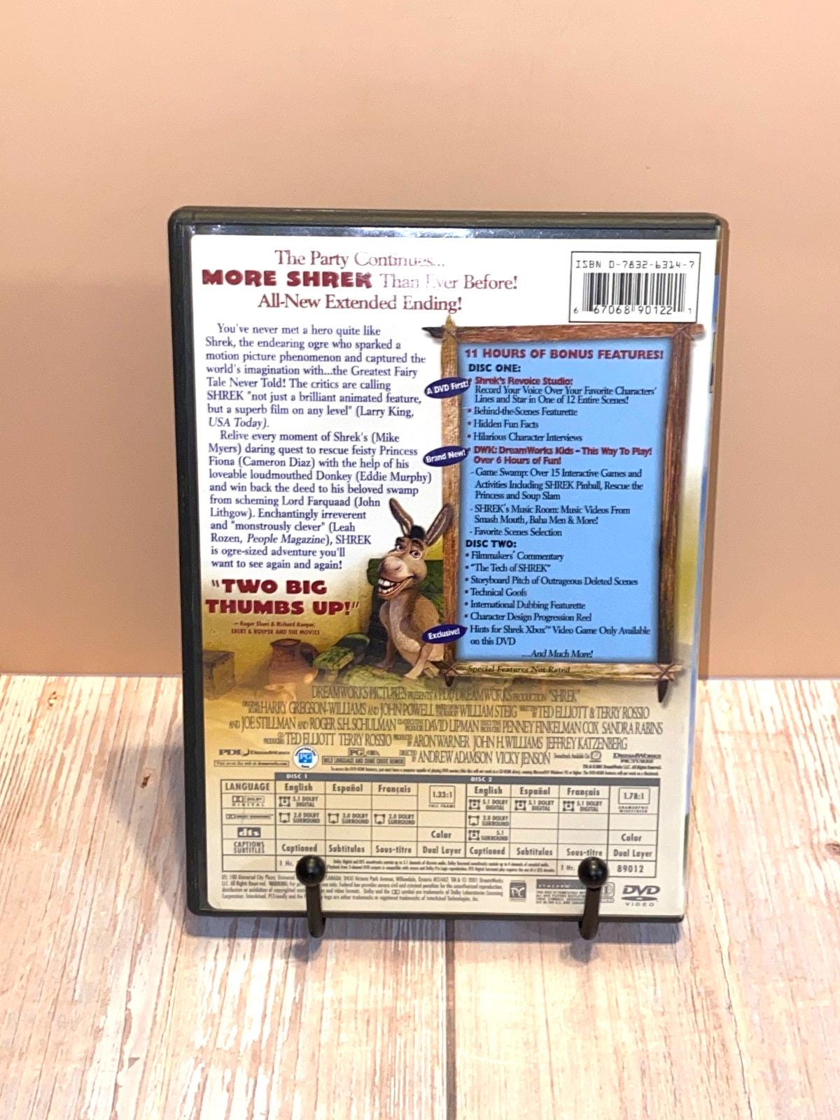 Shrek Special Edition Two Disc DVD Dreamworks Home Entertainment 2001 ...