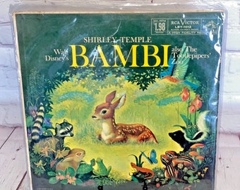 Walt Disney's "Bambi" Featuring Shirley Temple and The Tootlepipers' Zoo Vinyl Record by RCA 1958 12" 33 RPM | See Photos & Read Description