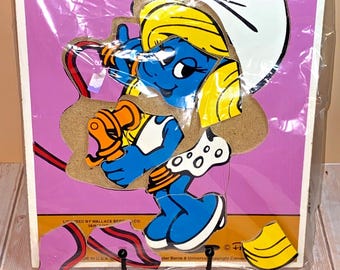 Schlumpfine ""Hello Organizer"" 12-teiliges Puzzlebrett von Playskool Inc 1982 | Siehe Fotos & Details lesen