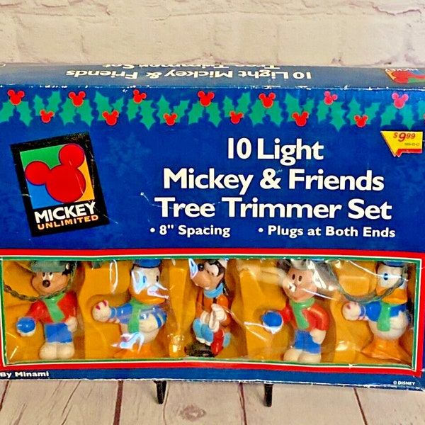 Vintage "Mickey & Friends" 10 Light Tree Trimmer Set | 8" Spacing and Plugs at Both Ends | See All Photos and Read Description