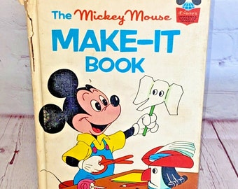 Het Mickey Mouse "Make-It"-boek | Hardcover kinderboek van Random House 1974 | Zie foto's en lees beschrijving