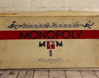 Monopoly White Box Set by Parker Brothers Inc. 1946. | Post World War II Edition | Includes Rare Car with Person Token