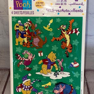 Pegatinas nuevas con temática navideña de Winnie the Pooh de Hallmark, década de 1990 / Ver todas las fotos