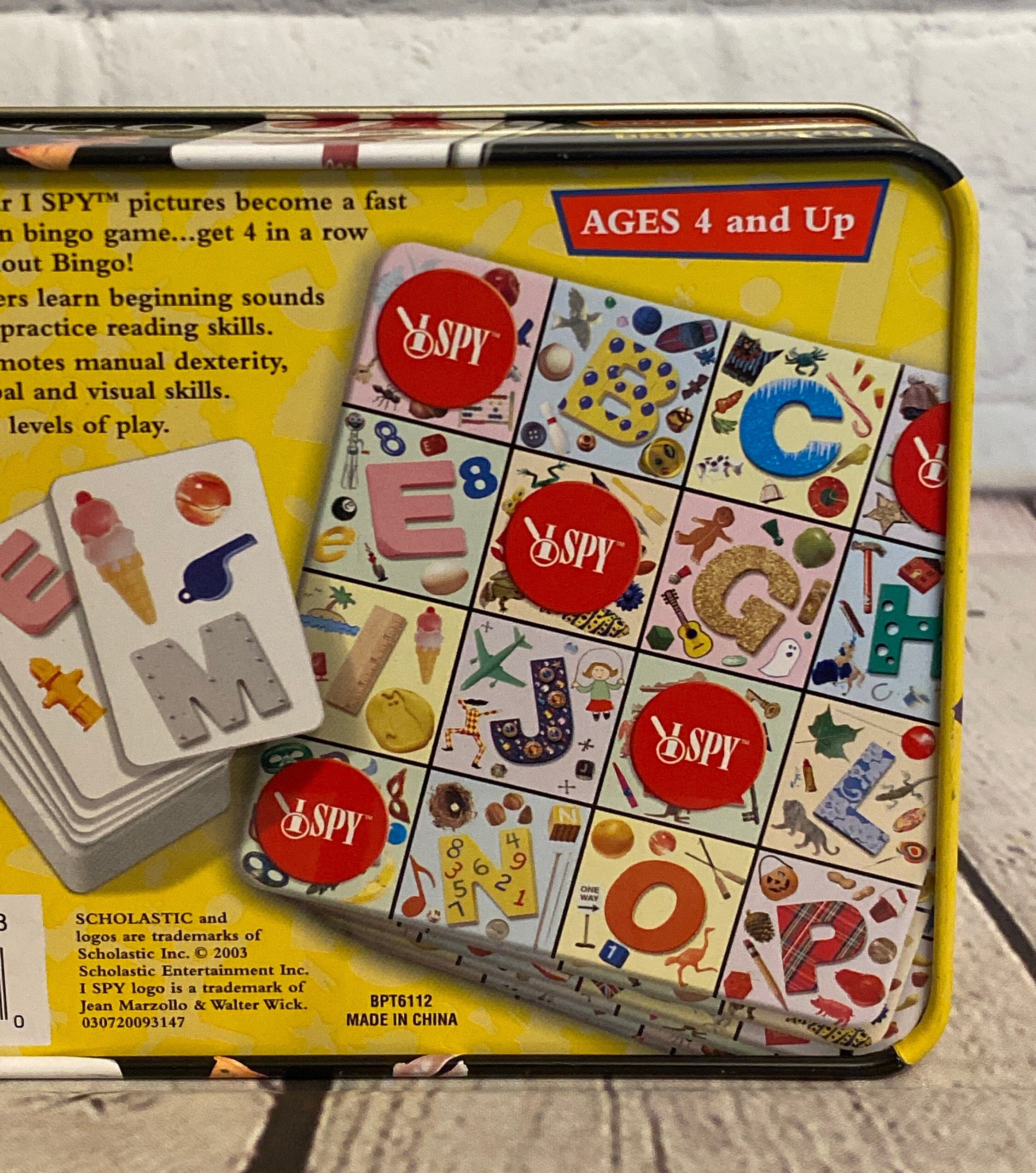 I Spy Bingo Game by Briarpatch 2003 in Tin Container for Ages 4 and up