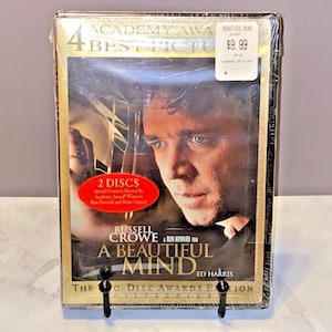 新品『ビューティフル・マインド』ワイドスクリーン2枚組DVD（ユニバーサル社、2002年）｜PG-13指定｜上映時間：2時間16分