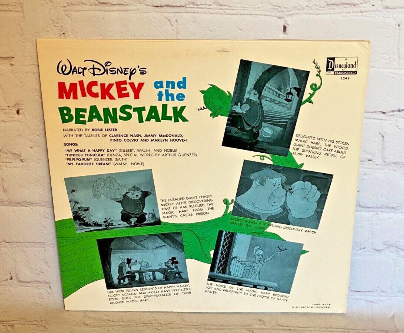 Walt Disney's mickey and the Beanstalk Vinyl Record by Disneyland