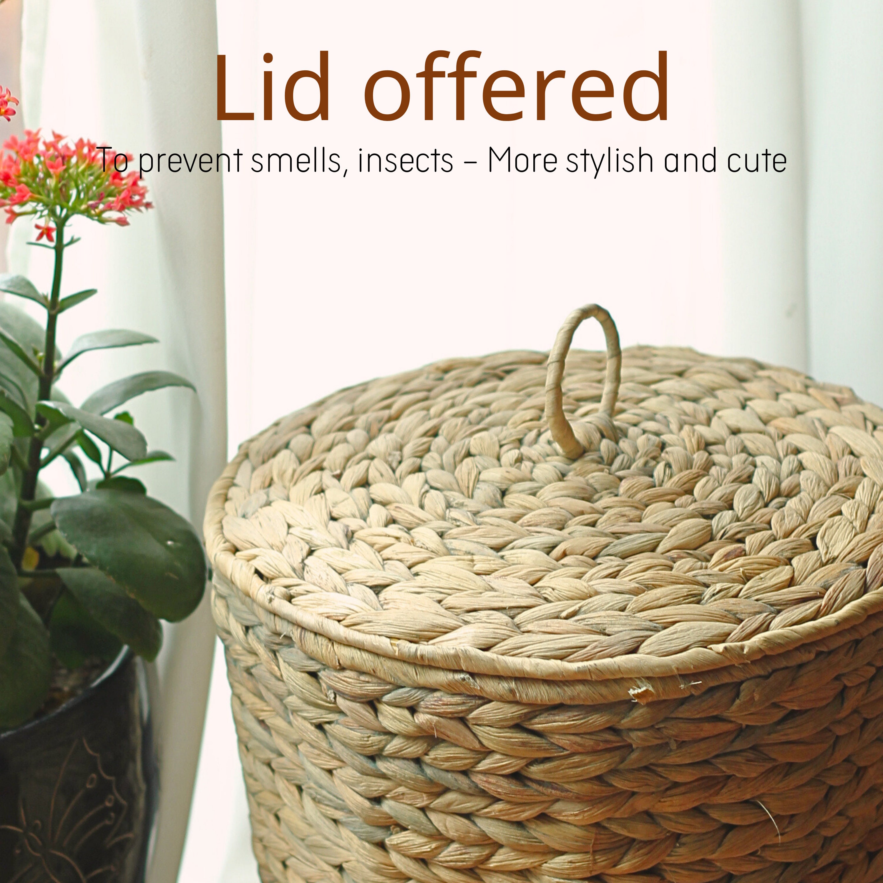 Wicker Trash Can With Lid 3 Gallon Small Trash Can in Office Boho Waste Basket Office Garbage