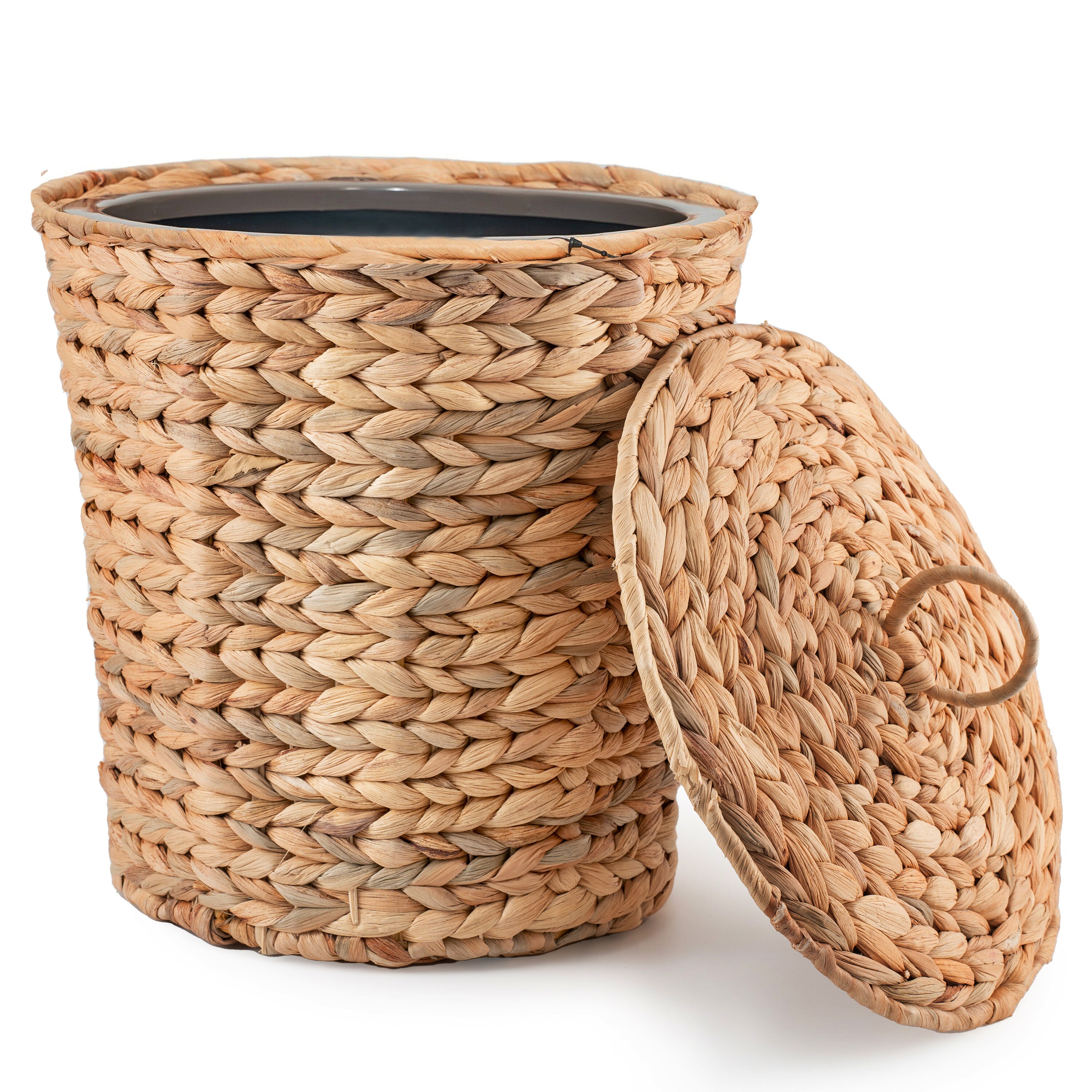 Wicker Trash Can With Lid 3 Gallon Small Trash Can in Office Boho Waste Basket Office Garbage