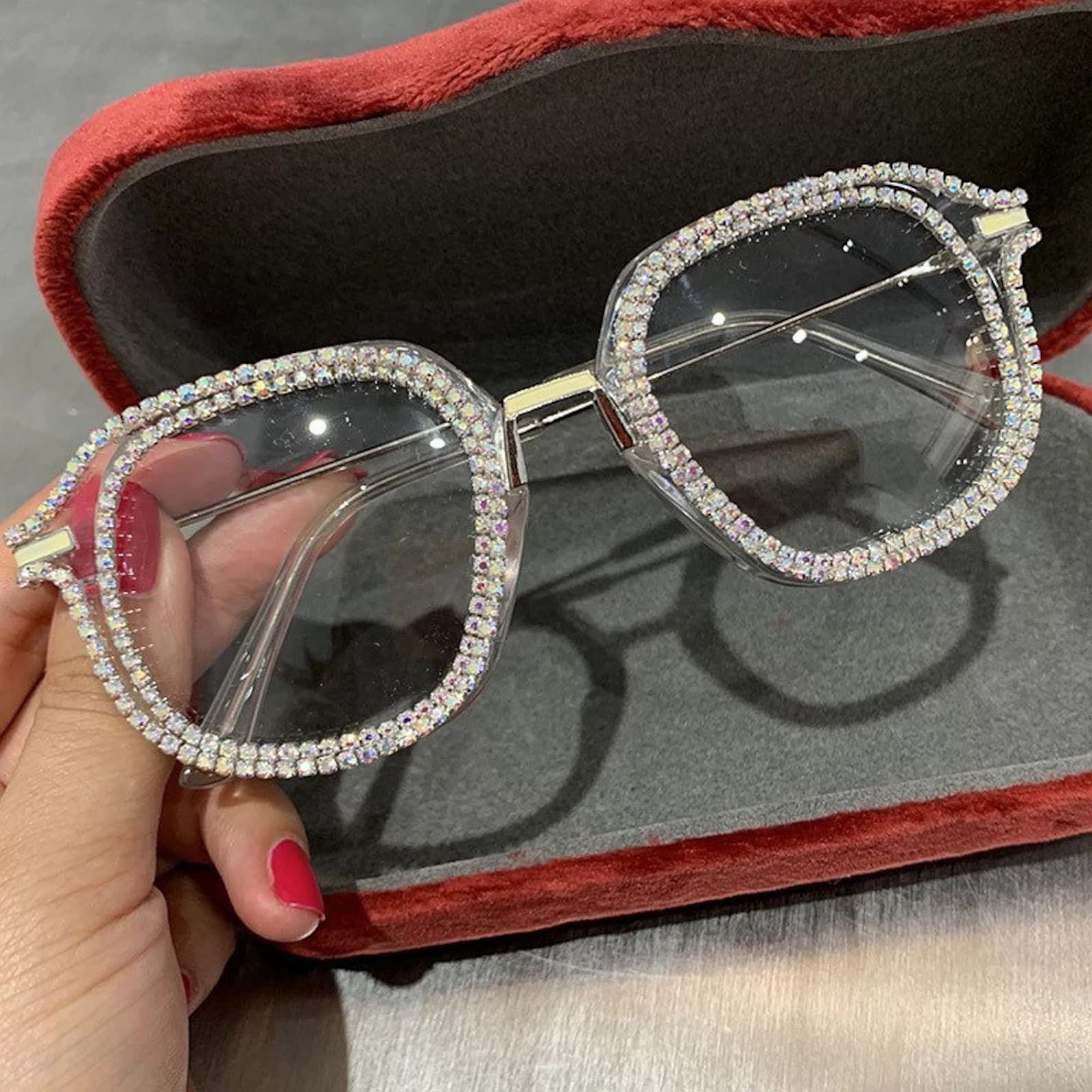 glasses with bling on the side