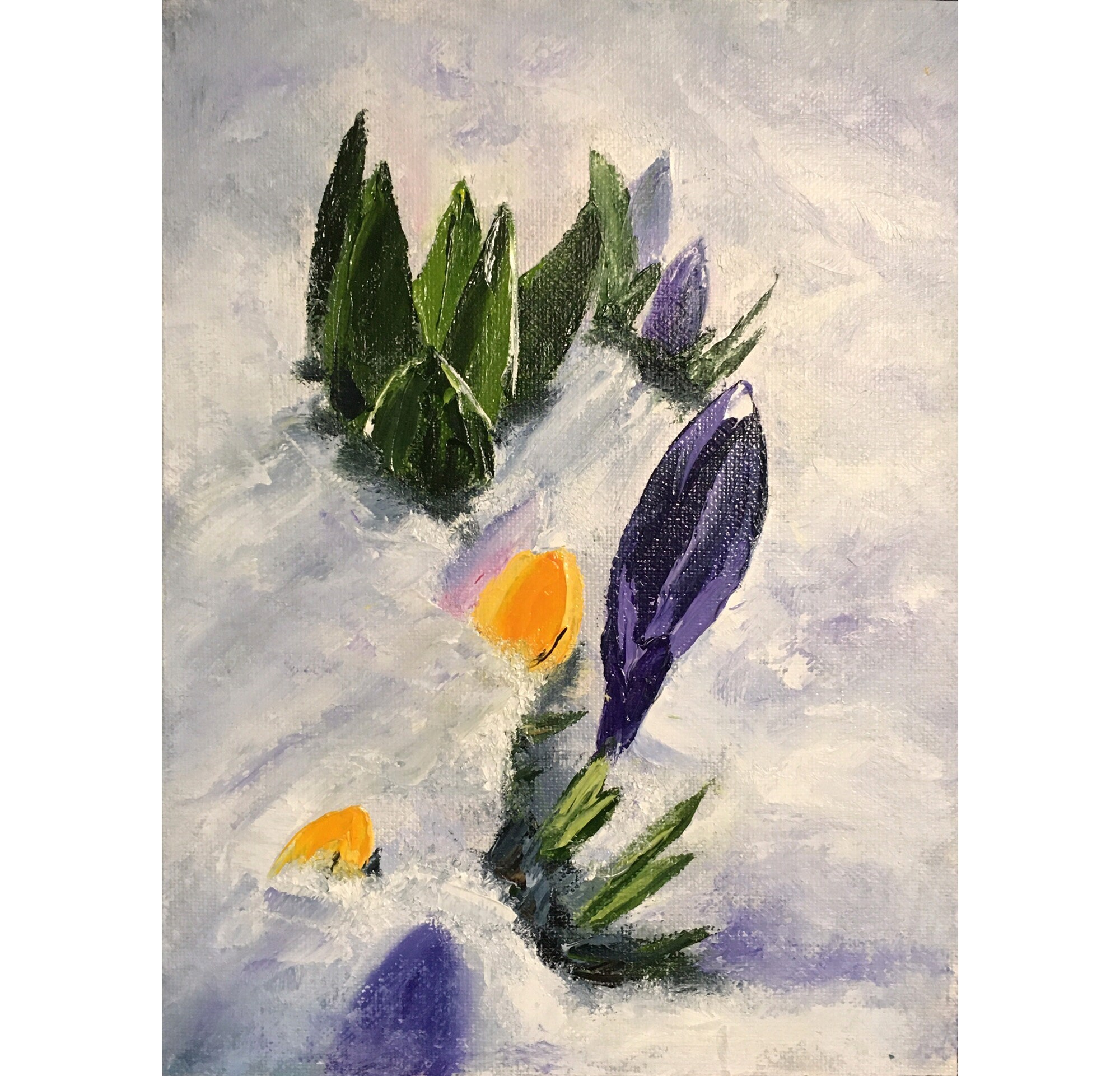 Crocus Painting Floral Original Art Spring Oil Painting Etsy