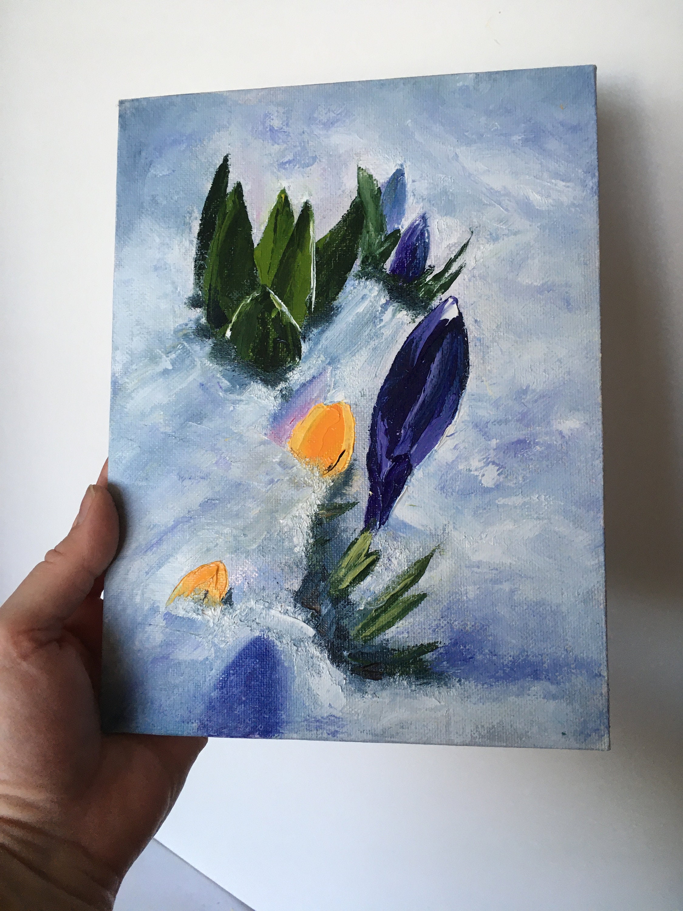 Crocus Painting Floral Original Art Spring Oil Painting Etsy