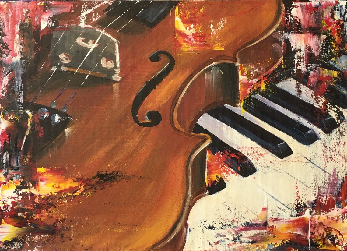 Violin and Piano Painting Music Original Art Abstract Violin Etsy
