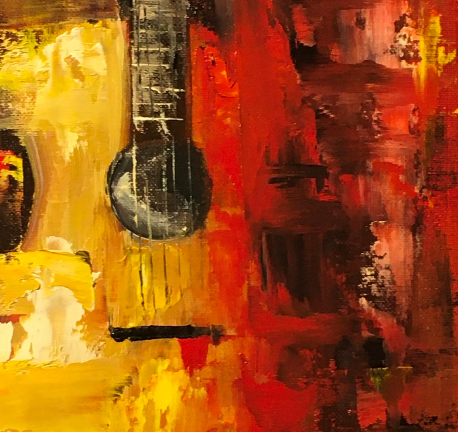 Guitar Painting Original Art Musical Instrument Artwork Guitar Etsy