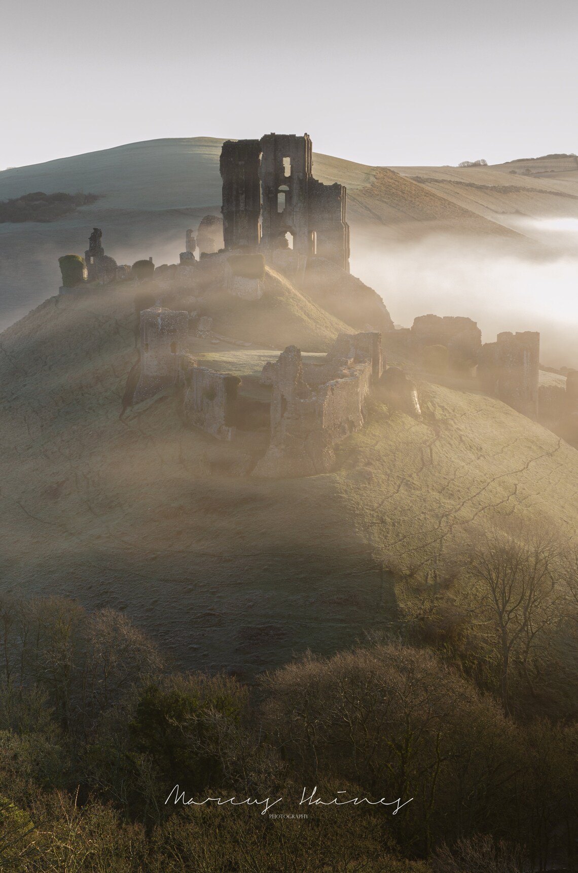 Corfe Castle In The Mist Dorset Etsy