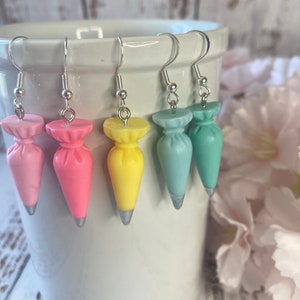 3D Decorating Bag Kawaii Earrings with hypoallergenic hooks/ Kawaii Earrings/Baker Earrings