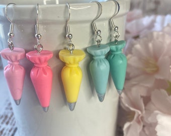 3D Decorating Bag Kawaii Earrings with hypoallergenic hooks/ Kawaii Earrings/Baker Earrings