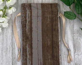 Wood Look Tarot Bag/ Custom Tarot Pouch/ Dice Bag / Drawstring Bag / Oracle Bag / Crystal Bag / Tarot Pouch / Cosmetic Bag