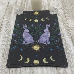 MINI Altar Cloth - Rabbits, Traveling Altar Cloth, Portable Altar Cloth, Small Spaces Altar, Home Office Altar