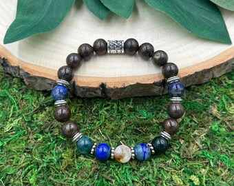 Earthy Crystal Bracelet, Lapis Lazuli Bracelet, 8mm Stretch Bracelet, Gemstone Bracelet, Stretchy Crystal Bracelet, Healing Bracelet,