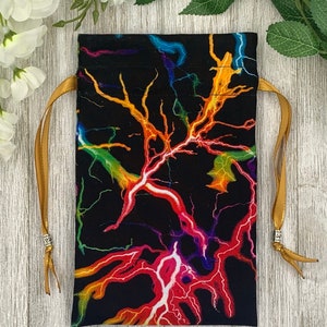 Lightning Tarot Bag/ Custom Tarot Pouch/ Keepsake Bag / Drawstring Bag / Oracle Bag / Crystal Bag / Tarot Pouch / Cosmetic Bag