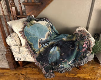 Fantasy Woven Blanket, Gothic Woven Blanket, Witchy Cotton Throw, Dark Academia Decor, Dark Decor, Gothic Decor, Mystical Gift