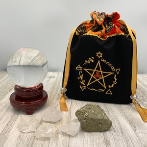 Elemental Pentacle Tarot Bag / Keepsake Bag / Drawstring Bag / Oracle Bag / Jewelry Bag / Crystal Bag / Gift Bag / Tarot Pouch / Herb Bag