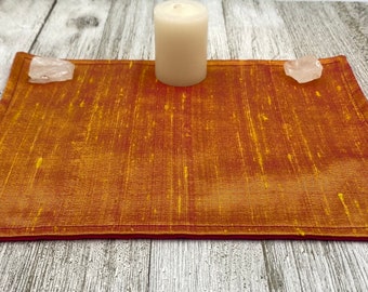 Silk MINI Altar Cloth - Yellow, Traveling Altar Cloth, Portable Altar Cloth, Small Spaces Altar, Home Office Altar