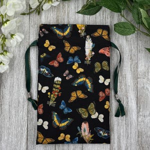 Feather Tarot Bag/ Custom Tarot Pouch/ Keepsake Bag / Drawstring Bag / Oracle Bag / Crystal Bag / Tarot Pouch / Cosmetic Bag