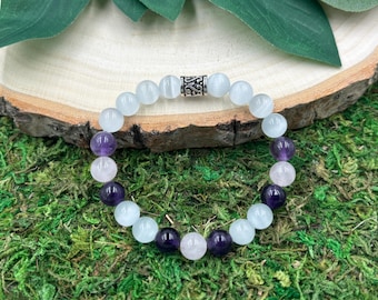 Peace Crystal Bracelet Amethyst, Stretch Crystal Bracelet, Stretch Bracelet, Crystal Jewelry, Gemstone Bracelet, Stretchy Crystal Bracelet