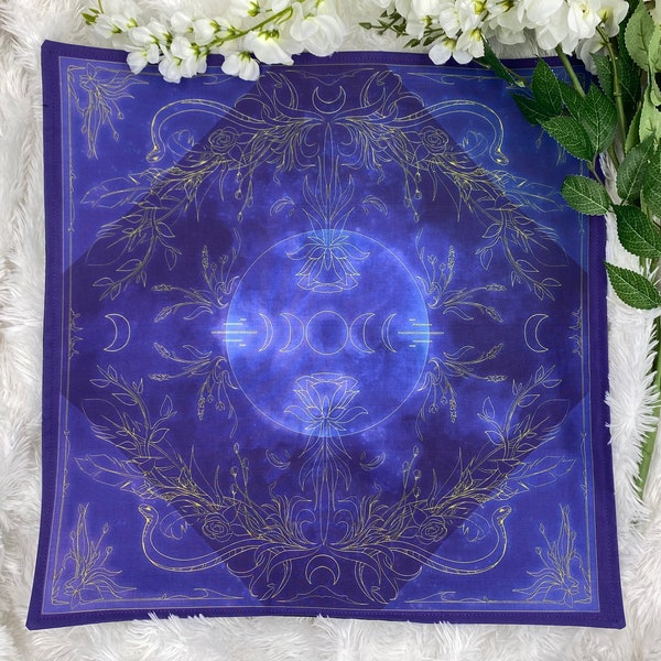 Moon Phase Altar Cloth, Tarot Cloth, Altar Decor, Double Sided Altar Cloth, Wall Hanging, Dice Mat, Centerpiece