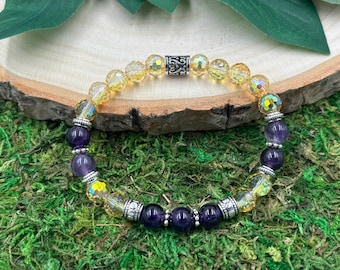 Amethyst Crystal Bracelet, Crystal Bracelet, Stretch Bracelet, 8mm Gemstone Bracelet, Stretchy Crystal Bracelet, Healing Bracelet