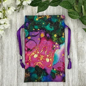 Colorful Tarot Bag/ Custom Tarot Bag/ Keepsake Bag / Drawstring Bag / Oracle Bag / Jewelry Bag / Crystal Bag / Gift Bag / Tarot Pouch